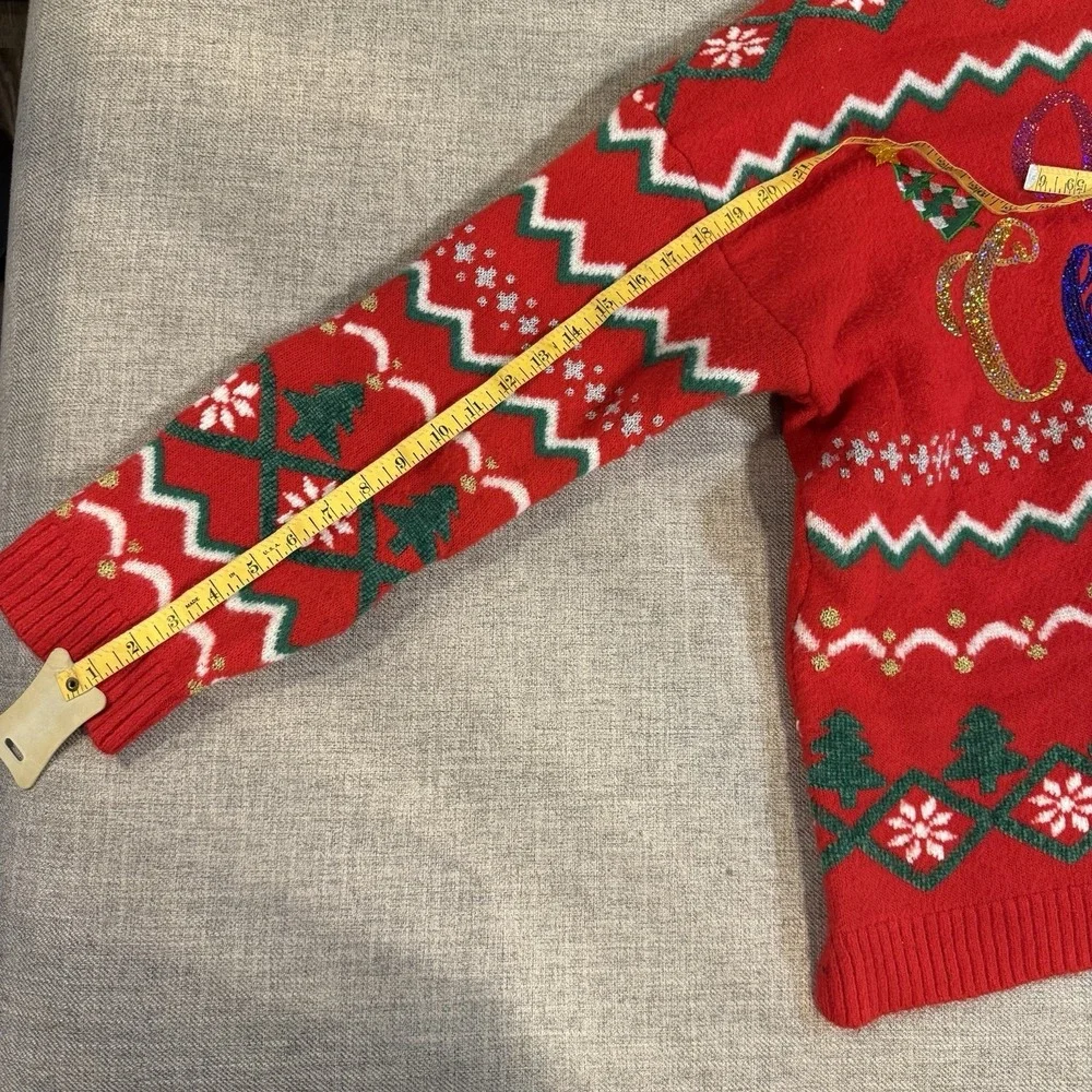 Holiday Time 3X Plus Christmas Sweater Red Merry Christmas Ugly Xmas Pullover - Picture 7 of 11